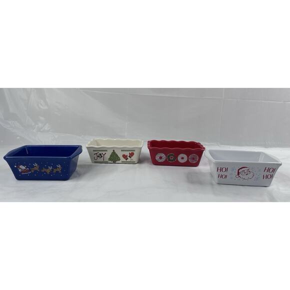 Nantucket Mini Stoneware Loaf Pan Baking Christmas Holiday Santa Ceramic - Picture 1 of 6
